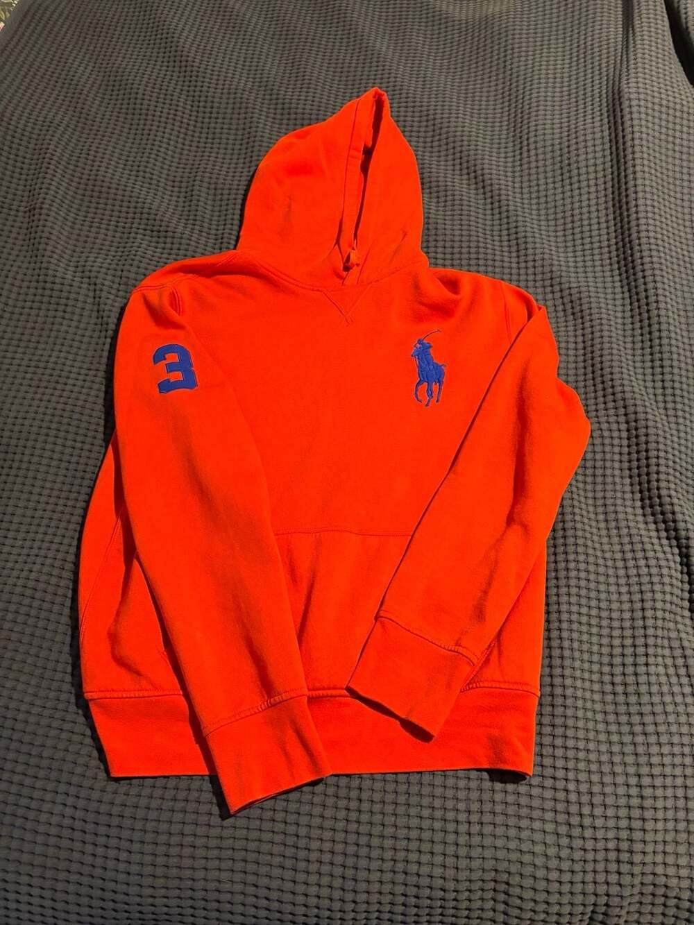 Polo Ralph Lauren Big Pony Fleece Hoodie Orange Pullover Size Large